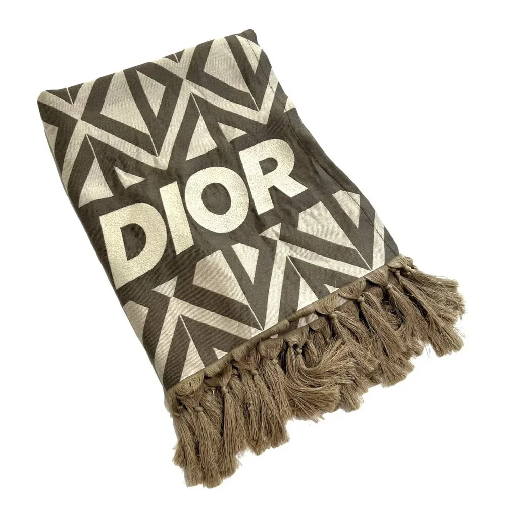 DIOR Oblique Scarf in Taupe/White